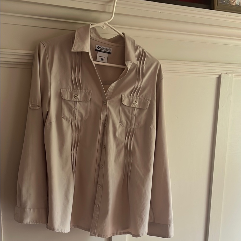 Columbia Tan Lightweight Omni Shade Protection Utility Shirt
